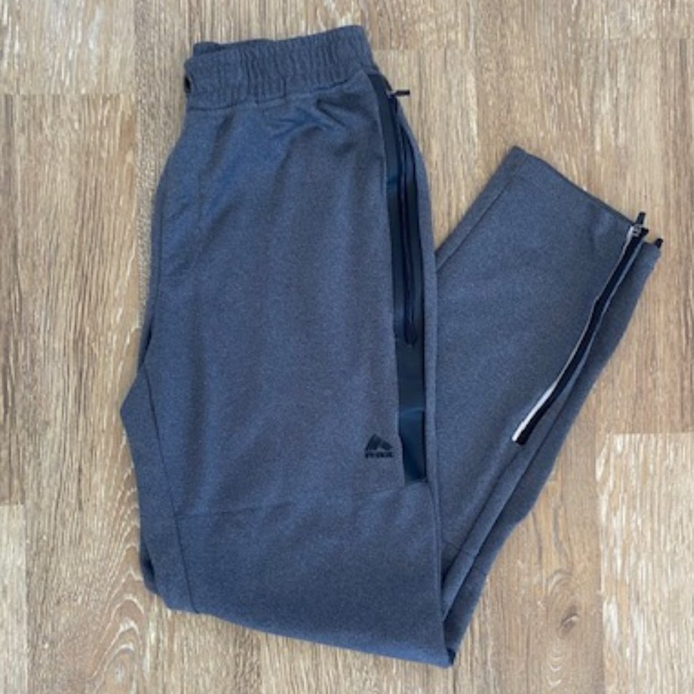 Lightweight athletic RBX boys grey activewear pants / joggers, ankle zippers, M